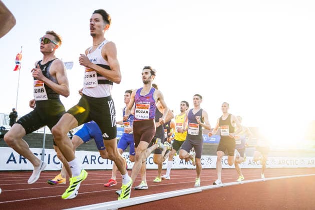 260528 Jack Higgins of Great Britain, Anicet Kozar of France and Darragh McElhinney of Ireland competes in men™s 1500 meter during the Trond Mohn Games on May 28, 2026 in Bergen. Photo: Marius Simensen BILDBYRAN Cop 238 MM0068 athletics bbeng friidrett friidrott norge norway trond mohn games Copyright: MARIUSxSIMENSEN BB260528ZL040