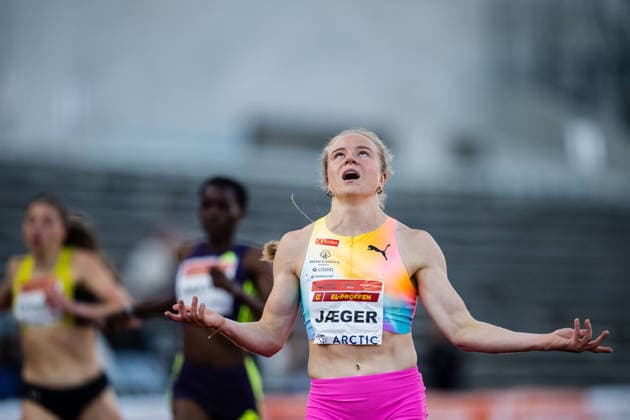 260528 Henriette Jaeger of Norway after competing in women™s 300 meter during the Trond Mohn Games on May 28, 2026 in Bergen. Photo: Marius Simensen BILDBYRAN Cop 238 MM0068 athletics bbeng depp friidrett friidrott norge norway trond mohn games Copyright: MARIUSxSIMENSEN BB260528ZW047