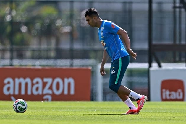 28th May 2026; Teresopolis, Brazil: Casemiro of Brazil controls the ball during a training session at the Granja Comary training center in Teresopolis, Rio de Janeiro, Brazil, on May 28, 2026, ahead of the FIFA World Cup, WM, Weltmeisterschaft, Fussball 2026 HeulerxAndrey