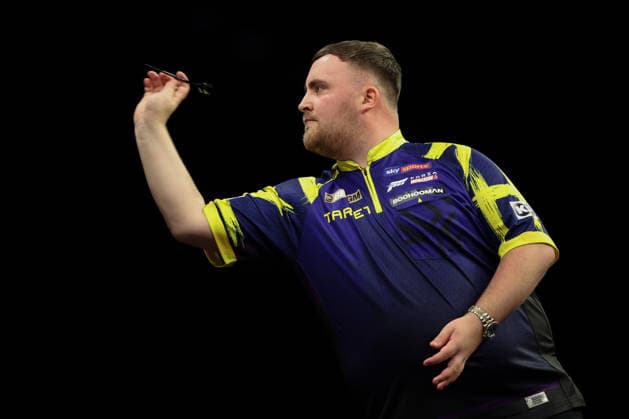 RECORD DATE NOT STATED 28th May 2026, The 02 Arena, London, England; 2026 PDC Bet MGM Premier League Darts Final; Luke Littler in action on the oche during his match against Luke Humphries HenningxvonxJagow