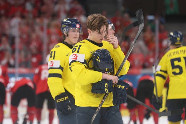 28.05.2026 Swiss Life Arena Zuerich , SCHWEIZ, Herren Eishockey IIHF World Championship, WM, Weltmeisterschaft Zurich 2026 Viertelfinal SUI - SWE Viggo Bjoerck (SWE) entaeuscht