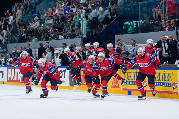 FRIBOURG, SWITZERLAND - MAY 28: Norway defeats Latvia and advances to the semifinals, during the 2026 IIHF Ice hockey, Eishockey World Championship, WM, Weltmeisterschaft Switzerland game between Norway and Latvia at BCF Arena on May 28, 2026 in Fribourg, Fribourg. Fribourg BCF Arena Fribourg Switzerland Copyright: xJustPictures.ch JarixPestelaccix jp-en-EuSpIm-JP6_JAR_Norway_Latvia_28May2026_00163