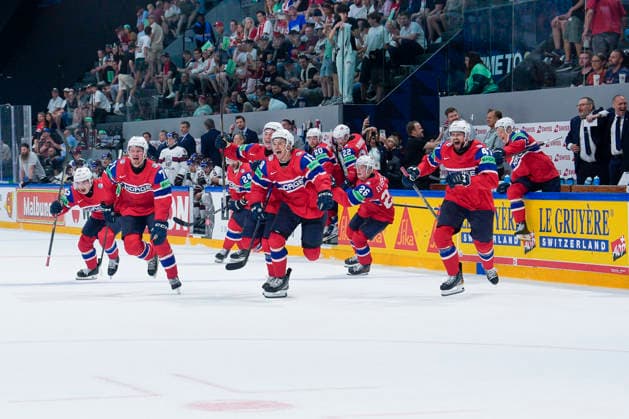 FRIBOURG, SWITZERLAND - MAY 28: Norway defeats Latvia and advances to the semifinals, during the 2026 IIHF Ice hockey, Eishockey World Championship, WM, Weltmeisterschaft Switzerland game between Norway and Latvia at BCF Arena on May 28, 2026 in Fribourg, Fribourg. Fribourg BCF Arena Fribourg Switzerland Copyright: xJustPictures.ch JarixPestelaccix jp-en-EuSpIm-JP6_JAR_Norway_Latvia_28May2026_00164