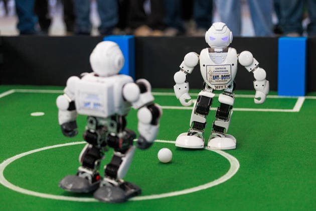 Futbots MX robotic football tournament in Mexico City MEXICO CITY, MEXICO - MAY 28: Robots kick the ball during an exhibition as part of the Futbots MX robotic tournament, at the School of Mechanical and Electrical Engineering (ESIME), in Mexico City, Mexico on May 28, 2026. ESIME hosted a regional qualifying round for the national Futbot MX Robotics Cup, a tabletop robotics competition where participants control robots in simulated football matches as part of World Cup year activities. Daniel Cardenas Anadolu Mexico City Mexico. Editorial use only. Please get in touch for any other usage.  Copyright: x2026xAnadoluxDanielxCardenasx