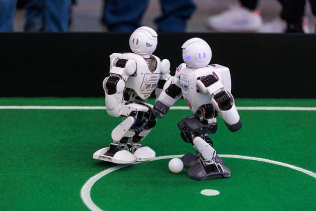 Futbots MX robotic football tournament in Mexico City MEXICO CITY, MEXICO - MAY 28: Robots kick the ball during an exhibition as part of the Futbots MX robotic tournament, at the School of Mechanical and Electrical Engineering (ESIME), in Mexico City, Mexico on May 28, 2026. ESIME hosted a regional qualifying round for the national Futbot MX Robotics Cup, a tabletop robotics competition where participants control robots in simulated football matches as part of World Cup year activities. Daniel Cardenas Anadolu Mexico City Mexico. Editorial use only. Please get in touch for any other usage.  Copyright: x2026xAnadoluxDanielxCardenasx