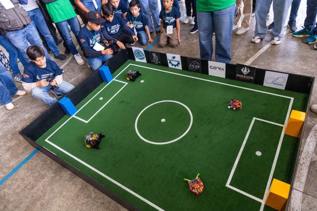 Futbots MX robotic football tournament in Mexico City MEXICO CITY, MEXICO - MAY 28: Participants control robots with remote controls during the Futbots MX robotic tournament, at the School of Mechanical and Electrical Engineering (ESIME), in Mexico City, Mexico on May 28, 2026. ESIME hosted a regional qualifying round for the national Futbot MX Robotics Cup, a tabletop robotics competition where participants control robots in simulated football matches as part of World Cup year activities. Daniel Cardenas Anadolu Mexico City Mexico. Editorial use only. Please get in touch for any other usage.  Copyright: x2026xAnadoluxDanielxCardenasx