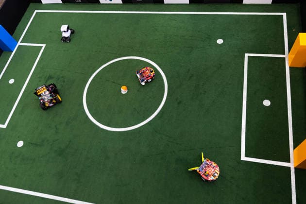 Futbots MX robotic football tournament in Mexico City MEXICO CITY, MEXICO - MAY 28: Wheeled robots compete to score goals in a simulated football match during the Futbots MX robotic tournament, at the School of Mechanical and Electrical Engineering (ESIME), in Mexico City, Mexico on May 28, 2026. ESIME hosted a regional qualifying round for the national Futbot MX Robotics Cup, a tabletop robotics competition where participants control robots in simulated football matches as part of World Cup year activities. Daniel Cardenas Anadolu Mexico City Mexico. Editorial use only. Please get in touch for any other usage.  Copyright: x2026xAnadoluxDanielxCardenasx