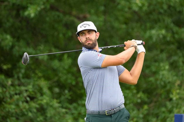 FORT WORTH, TX - MAY 28: Erik van Rooyan (RSA) hits from the 12th tee during the Charles Schwab Challenge on May 28, 2026 at Colonial Country Club in Fort Worth, TX. (Photo by George Walker Icon Sportswire) GOLF: MAY 28 PGA, Golf Herren Charles Schwab Challenge EDITORIAL USE ONLY Icon26052806