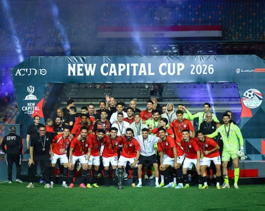 Egypt vs Russia New Capital Cup Egypt players celebrates with the trophy after winning the International Friendly, Länderspiel, Nationalmannschaft match (New Capital Cup) between Egypt and Russia at Cairo International Stadium, Cairo, Egypt Cairo Cairo EGYPT Copyright: xMohamedxTageldinx