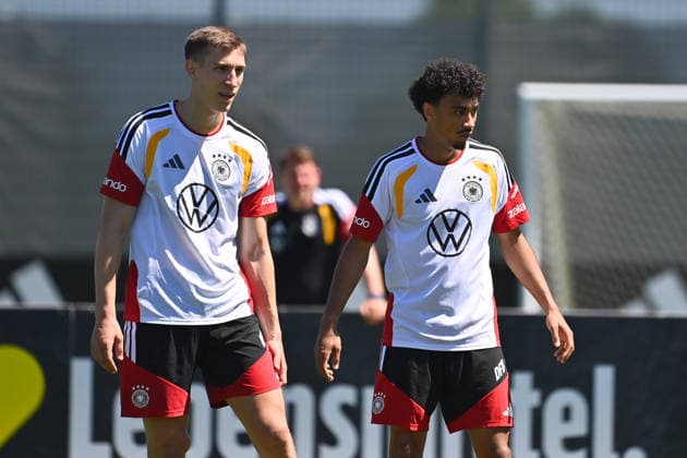 v.li:Maximilian BEIER (GER), Nathaniel BROWN (GER). Deutsche Fussball Nationalmannschaft,WM Vorbereitung, Trainingslager in Herzogenaurach am 28.05.2026.