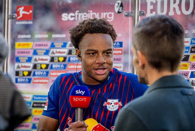 Leipzigs Assan Ouedraogo. Fussball 1. Bundesliga, 34. Spieltag: SC Freiburg - RB Leipzig. 16. Mai 2026: Freiburg, Europa-Park-Stadion. SC Freiburg - RB Leipzig