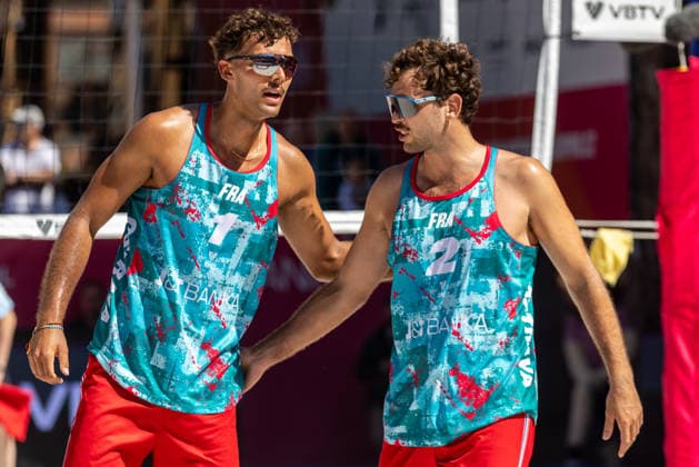 L-R Teo Rotar and Arnaud Gauthier-Rat (FRA) during the match Jiri Sedlak and Ondrej Perusic from Czech Republic vs Teo Rotar and Arnaud Gauthier-Rat from France at the Pro Tour, Beach volleyball, Beachvolleyball tournament of Elite category, Ostrava, Czech Republic, May 29, 2026. (CTKxPhoto VladimirxPrycek) CTKPhotoP2026052902894  CTKPhotoP2026052902894