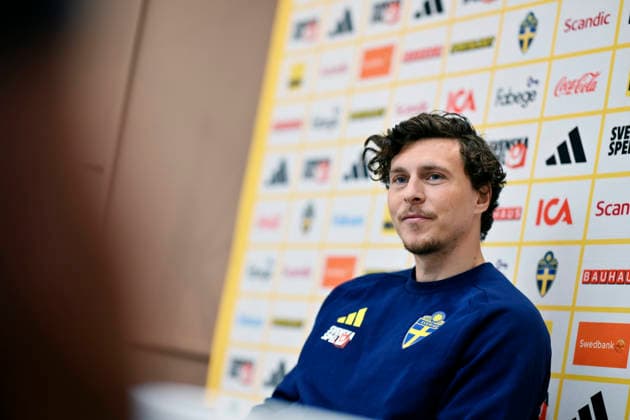 STOCKHOLM, SVERIGE 20260529 Victor Nilsson Lindelöf under dagens pressträff pa Scandic Park med svenska herrlandslaget i fotboll inför kommande fotbolls VM i USA. STOCKHOLM SVERIGE x10050x
