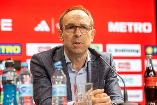 Alexander Jobst (Fortuna Duesseldorf, Vorstandsvorsitzender) nimmt Stellung auf der PK zur den Fragen der Journalisten. Pressekonferenz Fortuna Duesseldorf, Vorstellung des neuen Sportvorstandes, 3. Liga, Fussball, Saison 2026 2027, 28.05.2026 Pressekonferenz Fortuna Duesseldorf, 3. Liga, Saison 2025 2026, 29.05.2026 Duesseldorf Copyright: xEibner-Pressefoto ThomasxHaeslerx EP_THR