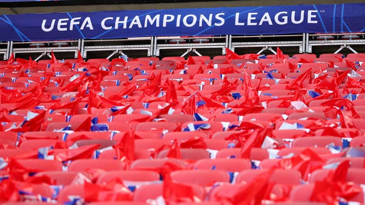 Paris Saint-Germain, Open Training Session Paris Saint-Germain flags cover the Puskas ArÃ na during the open training session for Paris Saint-Germain ahead of the Champions League Cup Final at Puskas Arena Park, Budapest, Hungary on 29 May 2026. Budapest Puskas Arena Park Hungary Editorial use only , Copyright: xChrisxFoxwellx PSI-24345-0020