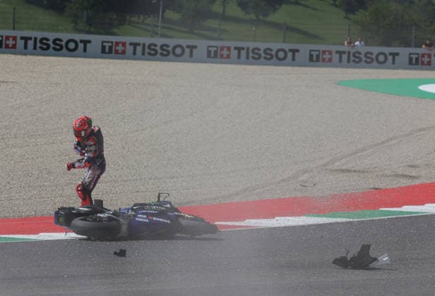 29.05.2026, Autodromo Internazionale del Mugello, Mugello, MotoGP Grosser Preis von Italien 2026 ,im Bild Unfall von Fabio Quartararo (FRA), Monster Energy Yamaha MotoGP (Photo by Hasan Bratic DeFodi Images) -