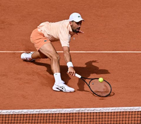 2026 French Open (Roland-Garros) - Day 6 PARIS, FRANCE - MAY 29: Novak Djokovic of Serbia in action against Joao Fonseca of Brazil during their Men s Singles third round match on Day Six of the 2026 French Open at Roland Garros in Paris, France, on May 29, 2026. Mustafa Yalcin Anadolu Paris France. Editorial use only. Please get in touch for any other usage.  Copyright: x2026xAnadoluxMustafaxYalcinx
