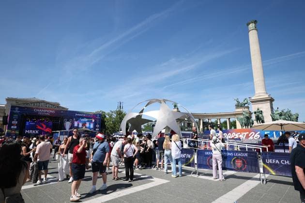 30.05.2026 - SOCCER - 2025-2026 UEFA Champions League final , Paris vs Arsenal General view of the fan zone ahead of the 2025-2026 UEFA Champions League Final between Paris and Arsenal in Budapest, showing crowds and pre match atmosphere Budapest Puskas Arena ,Budapest Puskas Arena Hungary
