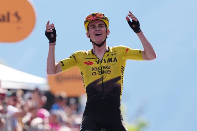 United States™ Sepp Kuss of Team Visma Lease A Bike stage winner during Stage 19 of the Giro d™Italia from Feltre to Alleghe (Piani di Pezze ) Italy, Friday May 29, 2026  Copyright: xGianxMattiaxD Alberto LaPressex