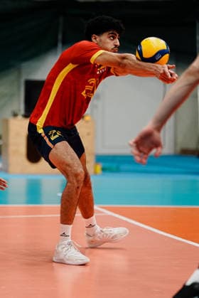 VOLLEYBALL - OEVV, AUT vs ESP, test match STEINBRUNN,AUSTRIA,29.MAY.26 - VOLLEYBALL - OEVV, Oesterreichischer Volleyball Verband, test match, Austria vs Spain. Image shows Azddin Mimoun (ESP).  GEPAxpictures xKevinxKada