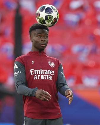 Bukayo Saka of Arsenal Arsenal Training Session, UEFA Champions League, Final, Football, Puskas Arena, Budapest, Hungary - 29 May 2026Budapest Puskas Arena Hungary EDITORIAL USE ONLY No use with unauthorised audio, video, data, fixture lists, club league logos or live services. Online in-match use limited to 120 images, no video emulation. No use in betting, games or single club league player publications.  Copyright: xKieranxMcManus Shutterstockx 16898278y