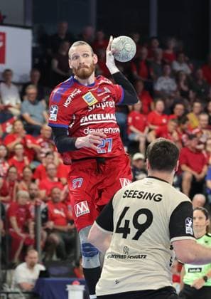 29.05.2026 - Handball - 1. Bundesliga DAIKIN HBL - Saison 2025 2026 - 33. Spieltag: HC Erlangen Metropolregion Nürnberg HCE - Bergischer HC - DaMa - xdaxmax - Antonio Metzner (27, HC Erlangen HCE ) Aron Seesing (49, Bergischer HC )
