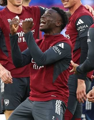 Bukayo Saka of Arsenal jokes during training Arsenal Training Session, UEFA Champions League, Final, Football, Puskas Arena, Budapest, Hungary - 29 May 2026Budapest Puskas Arena Hungary EDITORIAL USE ONLY No use with unauthorised audio, video, data, fixture lists, club league logos or live services. Online in-match use limited to 120 images, no video emulation. No use in betting, games or single club league player publications.  Copyright: xKieranxMcManus Shutterstockx 16898278ak
