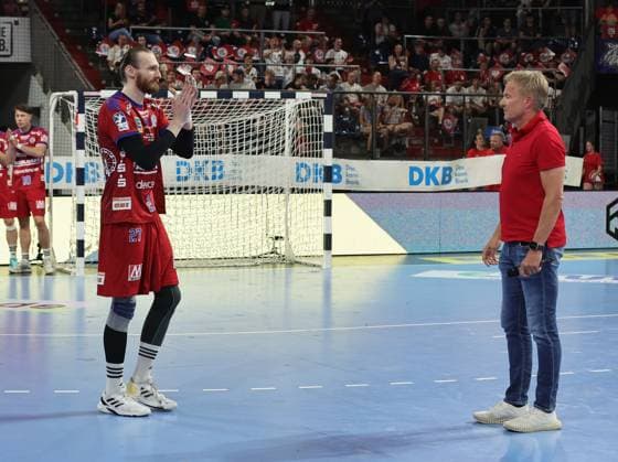 29.05.2026 - Handball - 1. Bundesliga DAIKIN HBL - Saison 2025 2026 - 33. Spieltag: HC Erlangen Metropolregion Nürnberg HCE - Bergischer HC - DaMa - xdaxmax - Antonio Metzner (27, HC Erlangen HCE ) Dr. Carsten Bissel (Aufsichtsratsvorsitzender des HC Erlangen)
