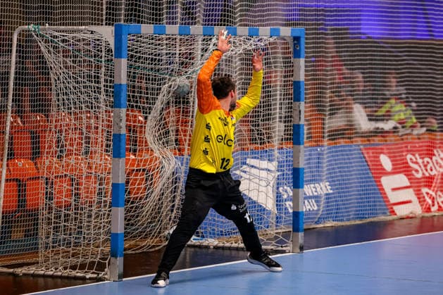 Daniel Rebmann (HBW Balingen-Weilstetten, 12) kann den Ball nicht halten, Dessau-Rosslauer HV 06 vs. HBW Balingen-Weilstetten, Handball, 2. Bundesliga, 33. Spieltag, Saison 2025 26, 29.05.2026, Dessau-Rosslauer HV 06 vs. HBW Balingen-Weilstetten, Handball, 2. Bundesliga, 33. Spieltag, Saison 2025 26, 29.05.2026 Dessau-Rosslau Copyright: xEibner-Pressefoto LauraxRoemerx EP_LRR
