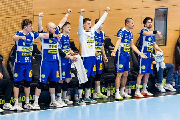 29.05.2026, GER, Handball, Maenner, Saison 25 26, Daikin 1.Bl, 30.Spieltag, ThSV Eisenach - Fuechse Berlin Jubel auf der Auswechselbank des ThSV Eisenach 99817 Eisenach Werner-Assmann-Halle Am Sportp Thueringen Deutschland