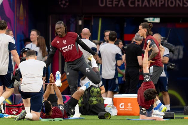 Arsenal FC Training Session - MD-1 UEFA Champions League Final Eberechi Eze of Arsenal FC during the Arsenal FC Training Session ahead the UEFA Champions League Final match between Paris Saint-Germain Fc and Arsenal FC at Puskas Arena on May 29, 2026 in Budapest, Hungary Budapest Puskas Arena Hungary Hungary Copyright: xGiuseppexMaffiax 260529_UCL_Arsenal_TrainingSession_GM_07586