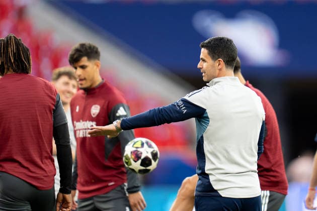 Arsenal FC Training Session - MD-1 UEFA Champions League Final Mikel Arteta Head Coach of Arsenal FC gestures during the Arsenal FC Training Session ahead the UEFA Champions League Final match between Paris Saint-Germain Fc and Arsenal FC at Puskas Arena on May 29, 2026 in Budapest, Hungary Budapest Puskas Arena Hungary Hungary Copyright: xGiuseppexMaffiax 260529_UCL_Arsenal_TrainingSession_GM_02426
