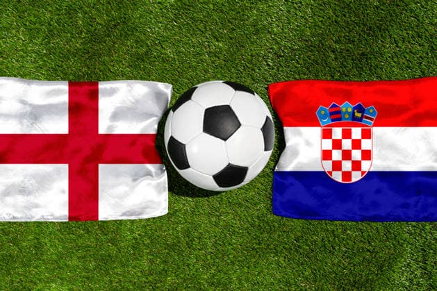May 22, 2026: PHOTO MONTAGE, 2026 FIFA World Cup, WM, Weltmeisterschaft, Fussball National flags of England and Croatia with a soccer ball on the field. Illustrative image for the group stage match on June 17 at the 2026 FIFA World Cup *** FOTOMONTAGE, Fußball-Weltmeisterschaft 2026: Nationalflaggen von England und Kroatien mit Fußball auf Rasen. Symbolbild zum WM-Gruppenspiel am 17 Juni bei der FIFA Fussball-Weltmeisterschaft 2026