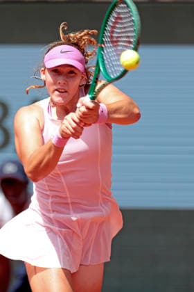 RECORD DATE NOT STATED 29th May 2026; Roland Garros, Paris, France; 2026 French Open Tennis, Day 11; Mirra Andreeva forehand against Marie Bouzkova (CZE) JonxBromley
