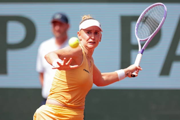 RECORD DATE NOT STATED 29th May 2026; Roland Garros, Paris, France; 2026 French Open Tennis, Day 11; Jil Teichmann (SUI) forehand against Karolina Muchova (CZE) JonxBromley
