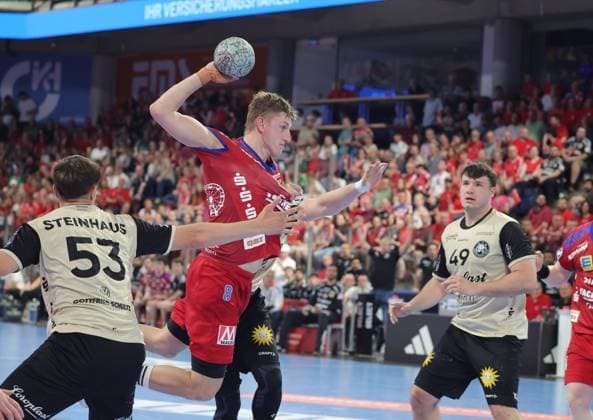 29.05.2026 - Handball - 1. Bundesliga DAIKIN HBL - Saison 2025 2026 - 33. Spieltag: HC Erlangen Metropolregion Nürnberg HCE - Bergischer HC - DaMa - xdaxmax - Sander Andreassen Overjordet ( 8, HC Erlangen HCE )