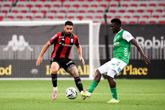 OGC Nice v AS Saint-Etienne - Ligue 1 McDonald s 2025 2026 - Relegation Promotion Playoffs 08 Morgan SANSON (ogcn) - 14 Abdoulaye KANTE (asse) during the Ligue 1 Relegation Promotion Playoffs matchs between Nice and Saint-Etienne at Allianz Riviera on May 29, 2026 in Nice, France. Nice France  Copyright: xFEPx 776502581
