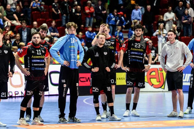 260529 HK Malmös spelare deppar efter final fyra i Handbollsligan herr mellan HK Malmö och IFK Kristianstad den 29 maj 2026 i Malmö. Copyright: MATHILDAxSCHULER BB260529MA115