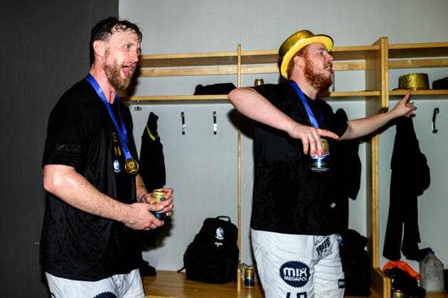 260529 IFK Kristianstads Philip Henningsson jublar efter final fyra i Handbollsligan herr mellan HK Malmö och IFK Kristianstad den 29 maj 2026 i Malmö. Copyright: MATHILDAxSCHULER BB260529MA120