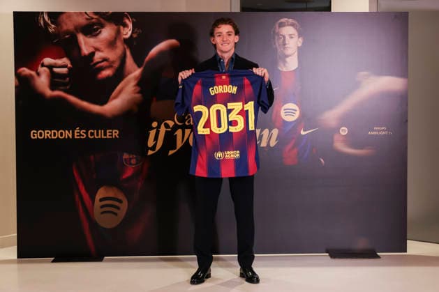 May 29, 2026, Barcelona, Barcelona, SPAIN: Anthony Gordon his presentation as new player of FC Barcelona, Barca at Commercial Office on May 29, 2026 in Barcelona, Spain. Barcelona SPAIN - ZUMAa181 20260529_zaa_a181_039 Copyright: xJavierxBorregox