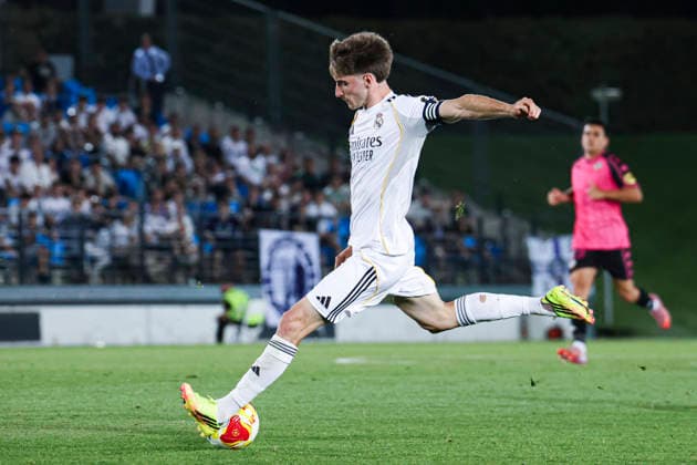 Real Madrid Castilla vs. CE Sabadell, on the playoff matchday of the 2025 26 Primera Federacion (Third Division of Spain) May 29, 2026, Madrid, Spain: Cesar Palacios celebrates his goal during the Primera Division championship football match between Real Madrid Castilla and CD Sabadell on 29 May 2026 at Estadio Alfredo Di Stefano in Madrid, Spain. Madrid Madrid Spain *** Real Madrid Castilla vs CE Sabadell, on the playoff matchday of the 2025 26 Primera Federacion Third Division of Spain May 29, 2026, Madrid, Spain Cesar Palacios celebrates his goal during the Primera Division championship football match between Real Madrid Castilla and CD Sabadell on 29 May 2026 at Estadio Alfredo Di Stefano in Madrid, Spain Madrid Madrid Madrid Spain Copyright: xAlejandroxMatiasx