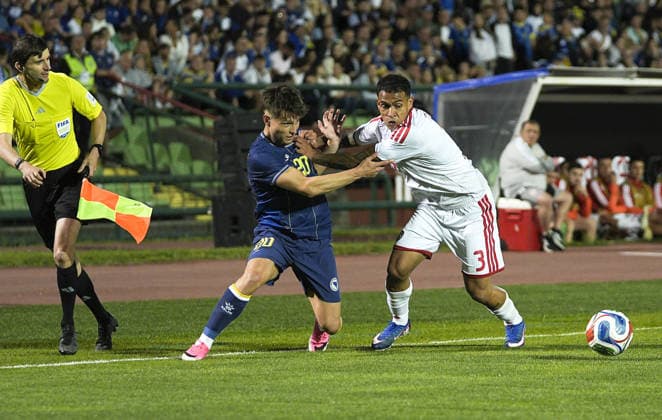 Bosnia and Herzegovina v North Macedonia - Friendlies SARAJEVO, BOSNIA AND HERZEGOVINA - MAY 29: Players in action during the International Friendly, Länderspiel, Nationalmannschaft football match between Bosnia and Herzegovina and North Macedonia at the Asim Ferhatovic Hase Stadium in Sarajevo, Bosnia and Herzegovina, on May 29, 2026. Samir Jordamovic Anadolu Sarajevo Bosnia and Herzegovina. Editorial use only. Please get in touch for any other usage.  Copyright: x2026xAnadoluxSamirxJordamovicx