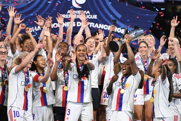 Football : OL Lyonnes vs Paris FC- final French Ligue Arkema - 29 05 2026 Players of OL Lyonnes celbrates after winner the champions ligue Arkema at the Final French Ligue Arkema match between OL Lyonnes and Paris FC at the Groupama stadium Lyon ,on May 29 2026 LYONFrance  Copyright: xMouradxAllilix
