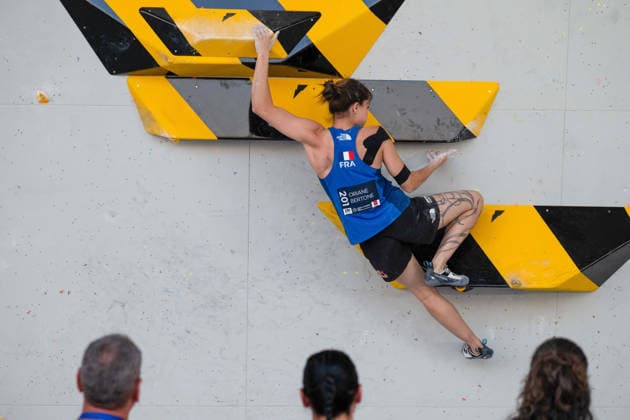 May 29, 2026, Madrid, Madrid, Spain: French climber ORIANE BERTONE in action during the women s Boulder finals at the World Climbing Series Comunidad de Madrid 2026 held in Alcobendas. Madrid Spain - ZUMAd308 20260529_zsp_d308_079 Copyright: xJuanxCarlosxLucasx