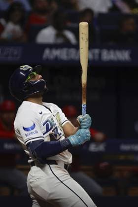 May 29, 2026, St. Petersburg, Florida, USA: Tampa Bay Rays second baseman Richie Palacios (1) strikes out in the fourth inning against the Los Angeles Angels on Friday, May 29, 2026 in St. Petersburg. St. Petersburg USA - ZUMAs70_ 20260529_zan_s70_004 Copyright: xLuisxSantanax