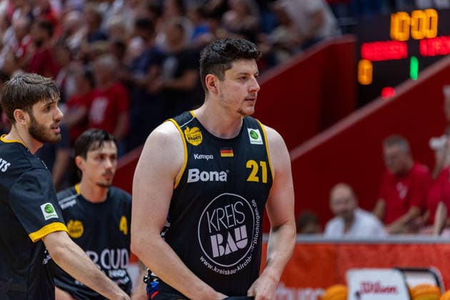 Nicolas Bretzel (Bozic Estriche Knights Kirchheim, 21) GER, Giessen46ers vs. Bozic Estriche Knights Kirchheim, BARMER 2. Basketball Bundesliga, Playoffs Halbfinale Spiel 4, Saison 2025 2026, 29.05.2026 GER, Giessen46ers vs. Bozic Estriche Knights Kirchheim, BARMER 2. Basketball Bundesliga, Playoffs Halbfinale Spiel 4, Saison 2025 2026, 29.05.2026 Giessen Copyright: xEibner-Pressefoto NinaxSanderx EP_NSR
