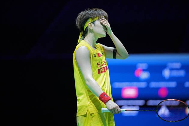 (260530) -- BADMINTON, May 30, 2026 -- Wang Zhiyi reacts during the women s singles semifinal between Wang Zhiyi of China and Yamaguchi Akane of Japan at the Singapore Badminton Open 2026 in Singapore on May 30, 2026. (Photo by Xinhua) (SP)SINGAPORE-BADMINTON-SINGAPORE OPEN-WOMEN S SINGLES ThenxChihxWey 