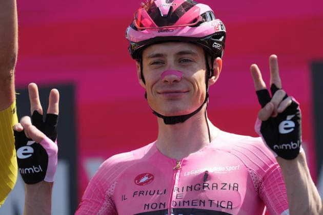 Denmark™s Jonas Vingegaard Hansen of Team Visma Lease A Bike (Pink jersey) during Stage 20 of the Giro d™Italia, from Gemona del Friuli to Piancavallo, Italy, Saturday,May 30, 2026.  Copyright: xSimonexSpadax xLaPressex
