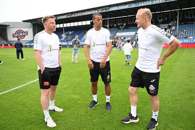 30.05.2026, xsvx, Fussball Langholz Cup 2026, v.l. Patrick Ochs Timothy Chandler (Eintracht Frankfurt) Sebastian Rode Wiesbaden