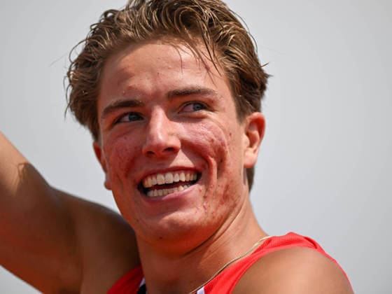 ATHLETICS - Hypomeeting Goetzis 2026 GOETZIS,AUSTRIA,30.MAY.26 - ATHLETICS - World Athletics Combined Events Tour, Hypomeeting, decathlon, 100m. Image shows the rejoicing of Jeff Tesselar (NED).  GEPAxpictures xOliverxLerch